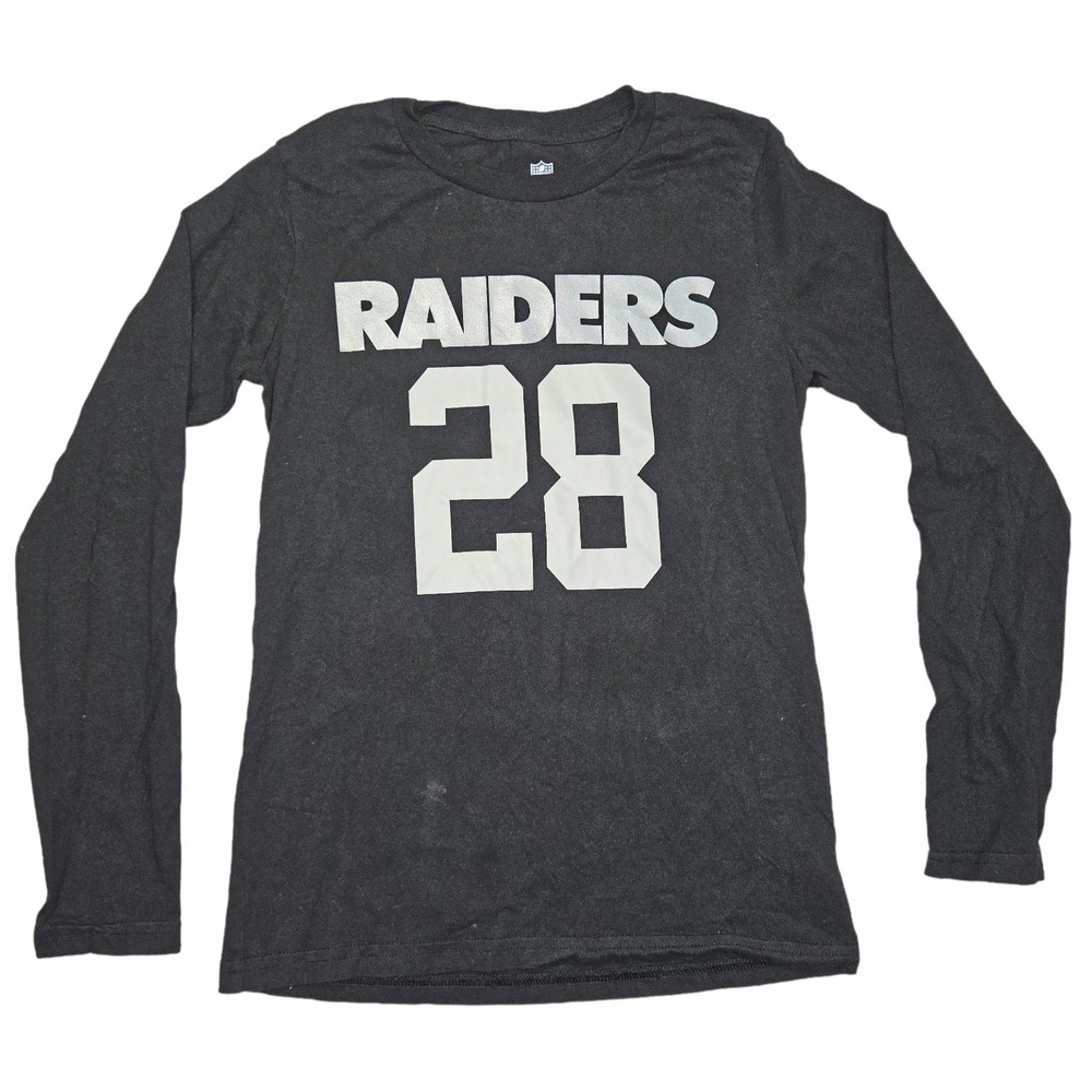 NFL Las Vegas Raiders Josh Jacobs 28 Long Sleeve Shirt Boys Size M 10/12